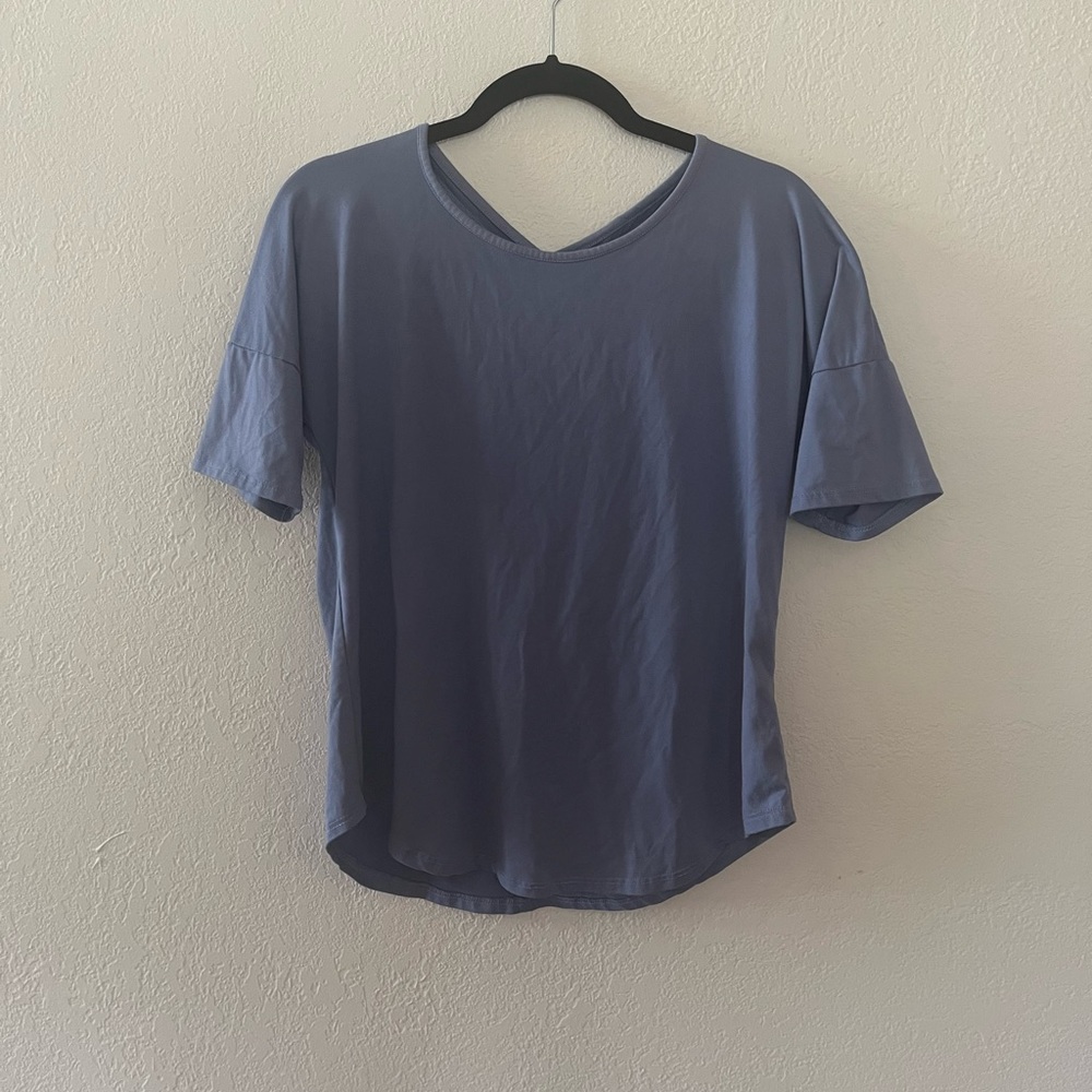 Cross-back Blue Athletic T-Shirt